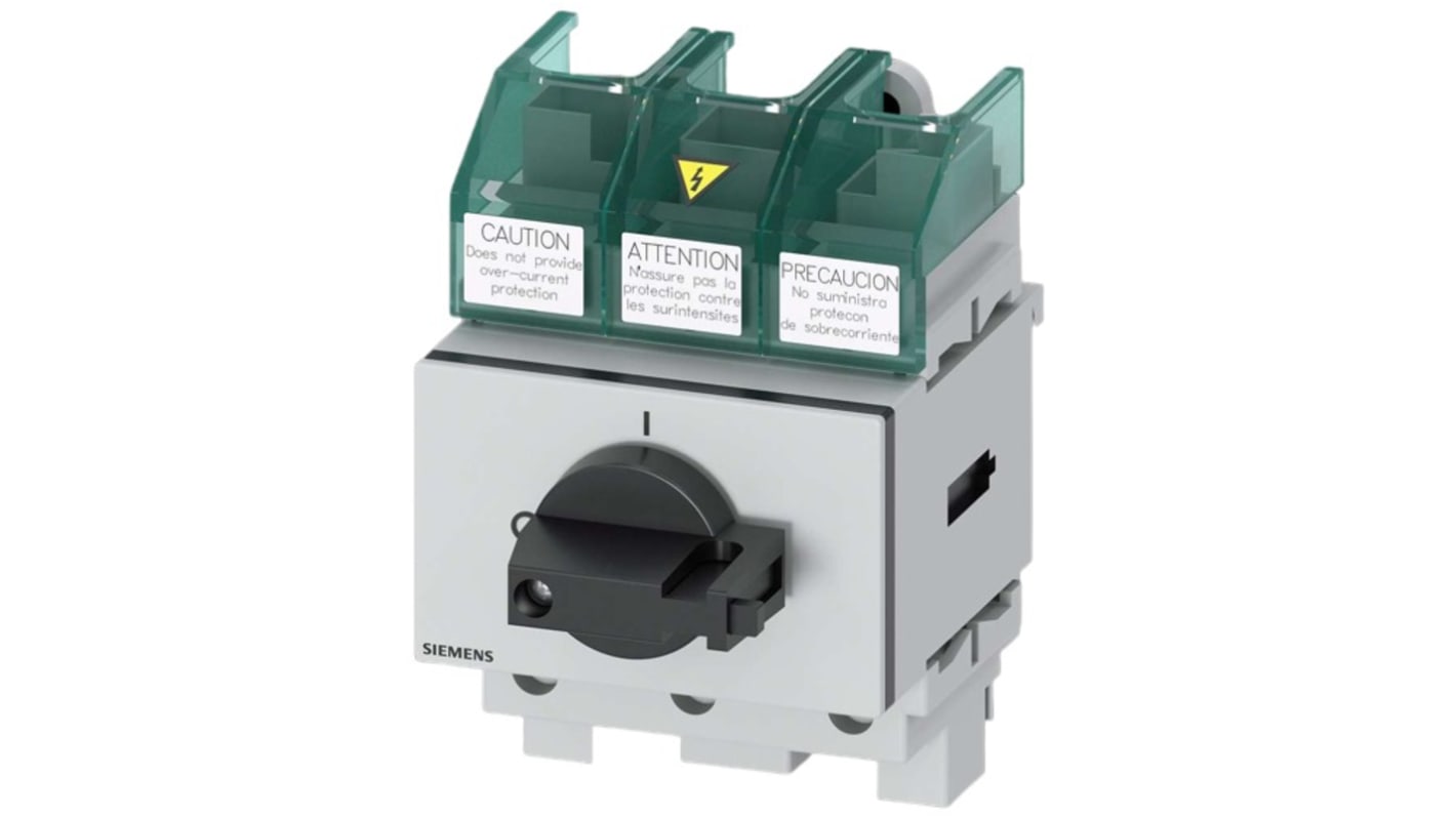 Sezionatore interruttore Siemens 3LD5200-0TK11, 3 poli, 63A, fusibile Classe J, IP65, per attivazione sicura apparecchiature elettriche.