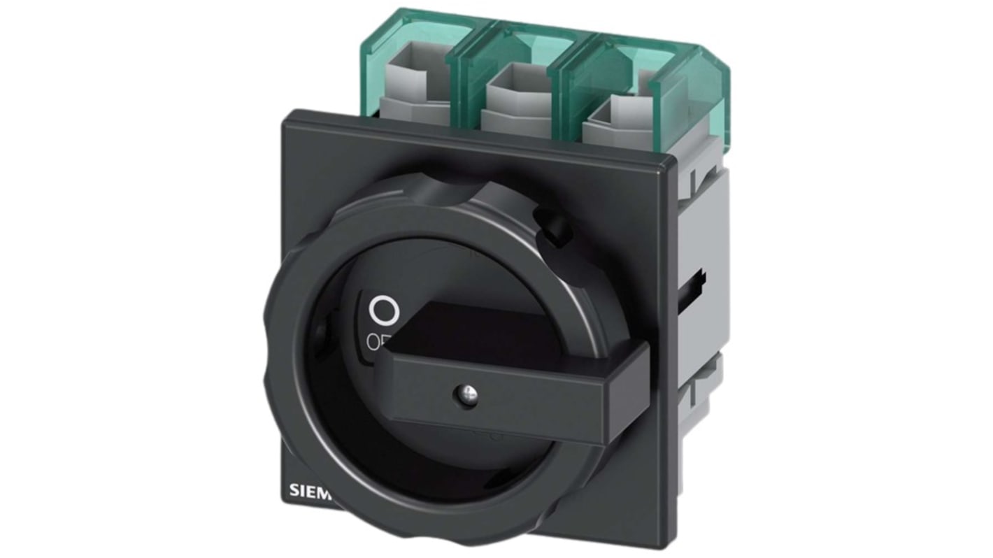 Siemens 3LD5220-0TK11, sezionatore interruttore 3 poli, corrente 63A, fusibile Classe J, IP65, per attivazione sicura.