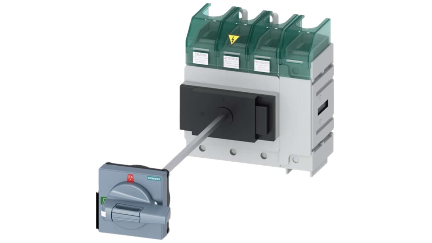 Sezionatore interruttore Siemens SENTRON 3LD5, 4 poli, 100A, IP65, per attivazione sicura di apparecchiature elettriche.