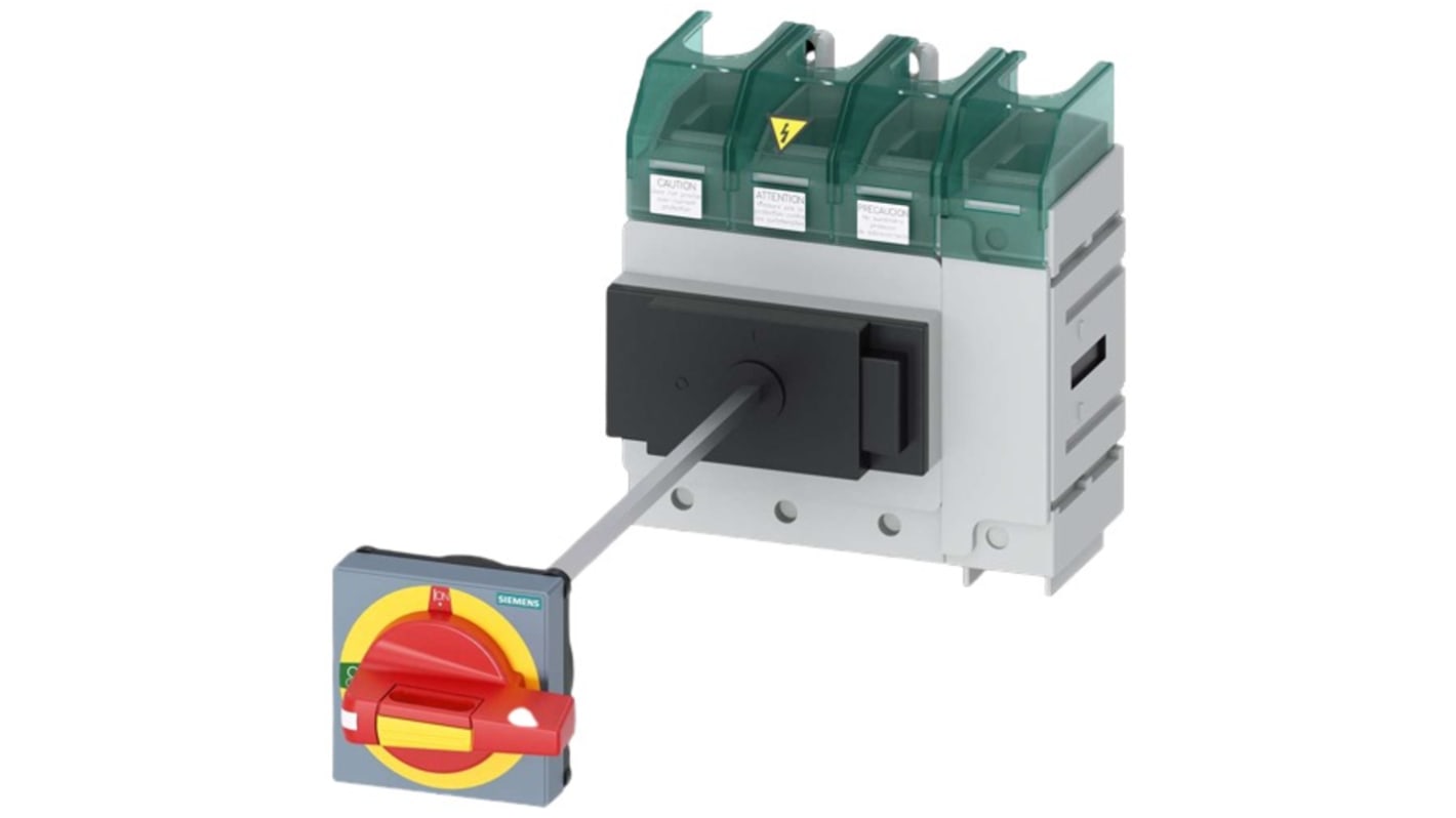 Sezionatore interruttore Siemens SENTRON 3LD5, 4 poli, 125 A, IP65, per sicurezza apparecchiature elettriche.