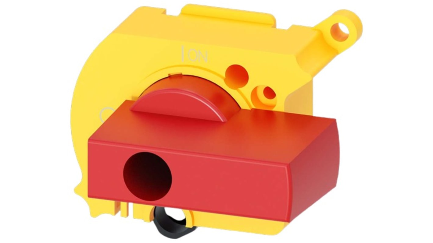 Manopola rotante Siemens 3LD9287-3C per sezionatori 3LD50, lunghezza 96 mm, bloccata in OFF, approvazione UL ed EAC.