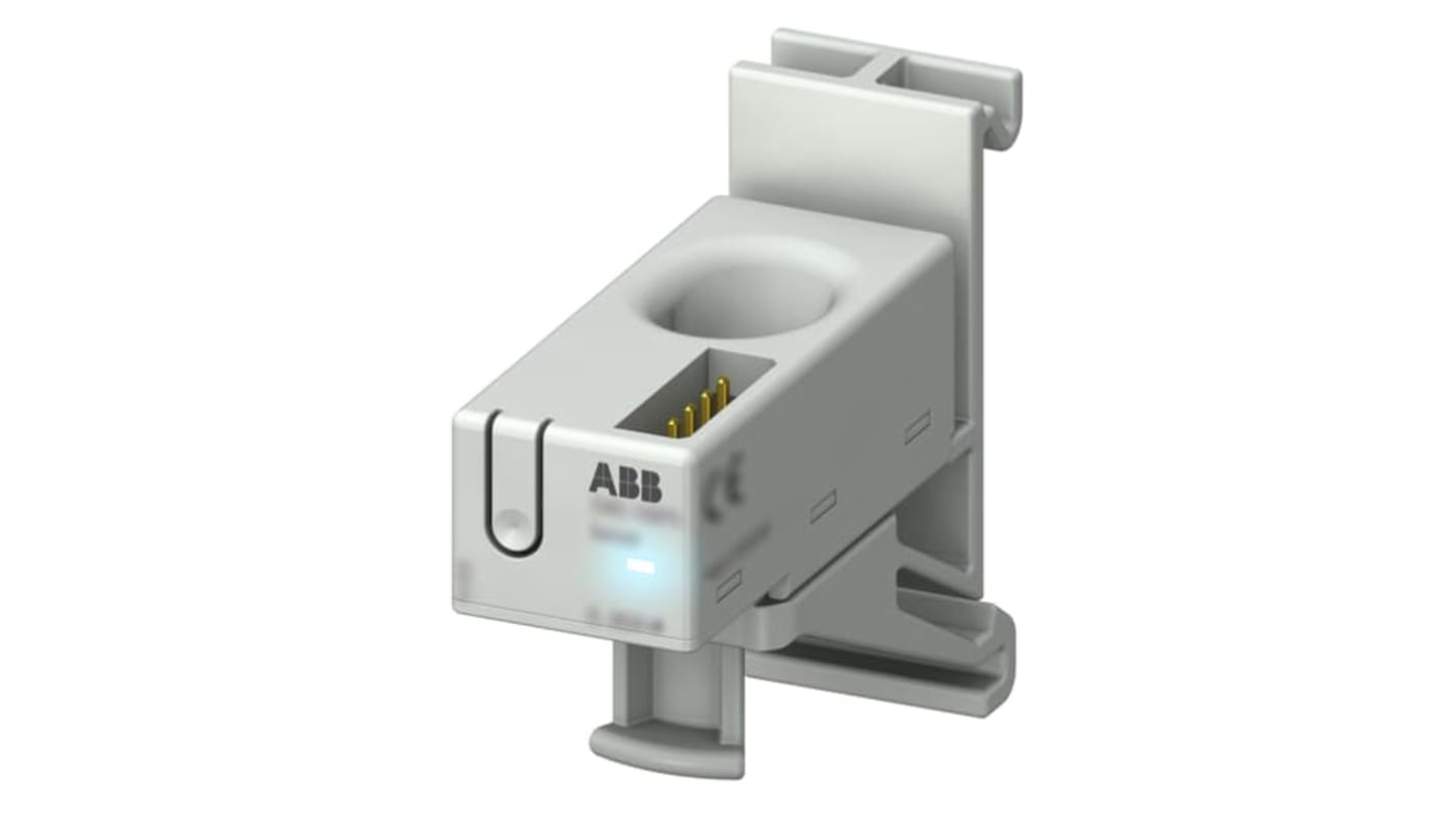 Sensore di corrente ABB 2CCA880130R0001 CMS-102DR, montaggio su guida DIN, ingresso 0.1-20A, dimensioni 51.5 x 17.4 x 43.2 mm.