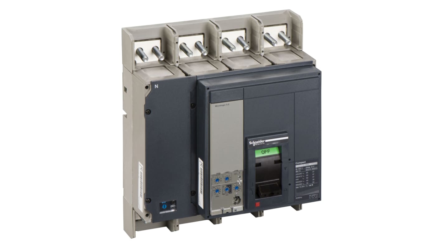 Interruttore magnetotermico scatolato Schneider Electric, 4 poli, corrente nominale 1.6kA, montaggio fisso, grado di protezione IP40.