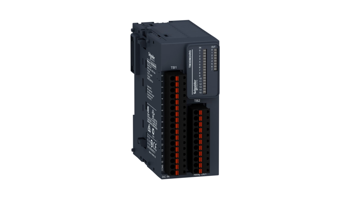 Modulo ingresso digitale Schneider Electric TM3DM24RG, 24 ingressi discreti, alimentazione 24 V c.c., montaggio su piastra o pannello.