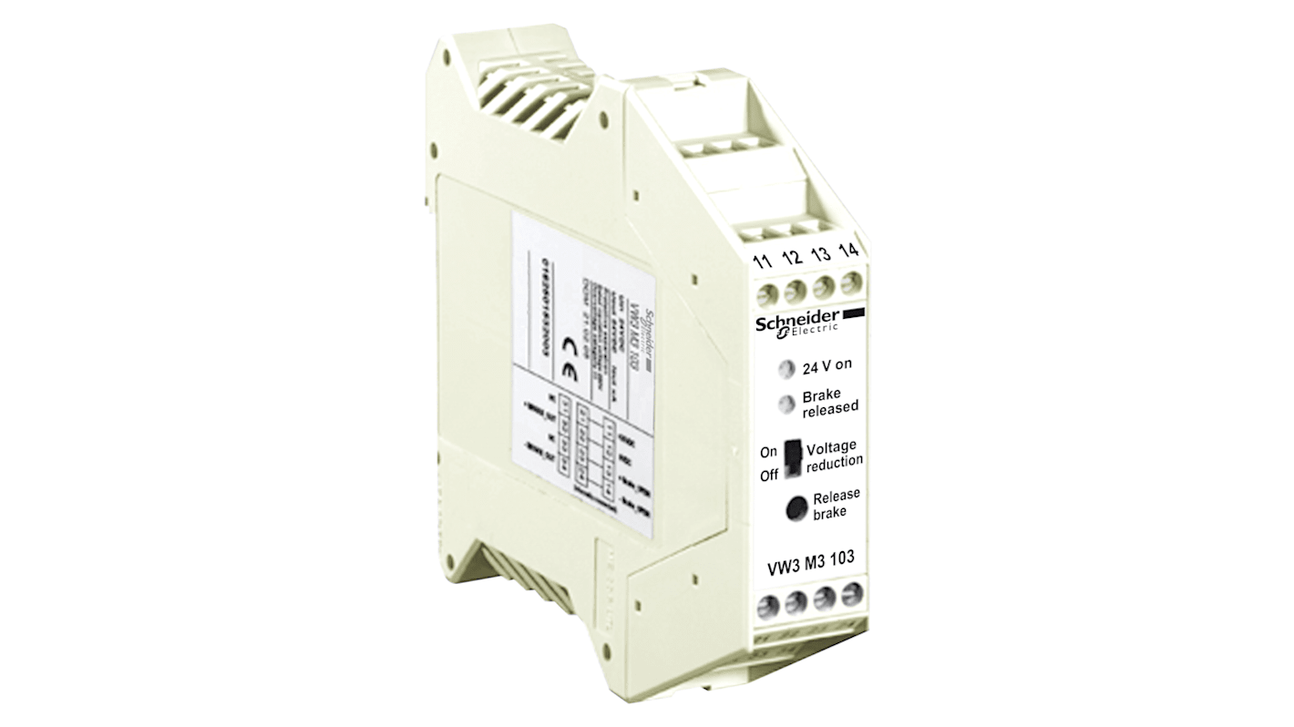 Unità di controllo Schneider Electric VW3M3103, 1 fase, 24 V, 500 mA, IP20, per freno di tenuta.