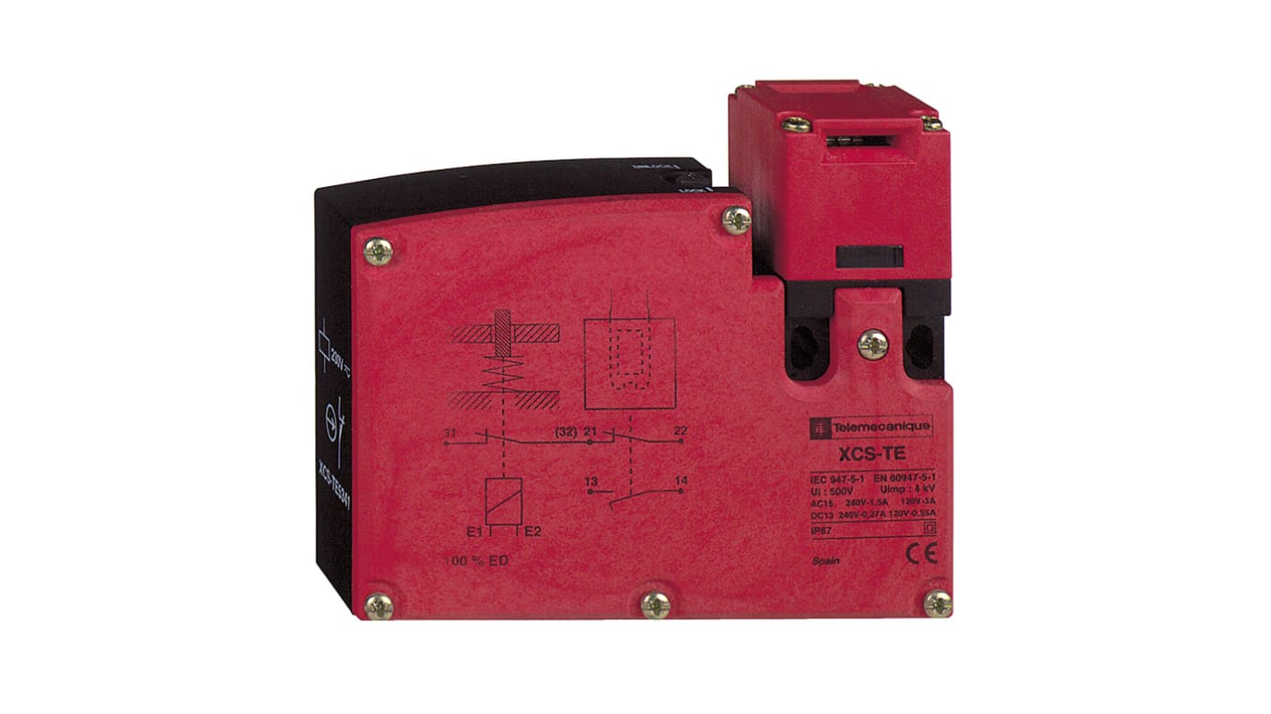 Interruttore di interblocco a solenoide Telemecanique Sensors XCSTE5311, 24V ca/cc con contatti di sicurezza NC/NA. IP67, -25 a 60 °C.