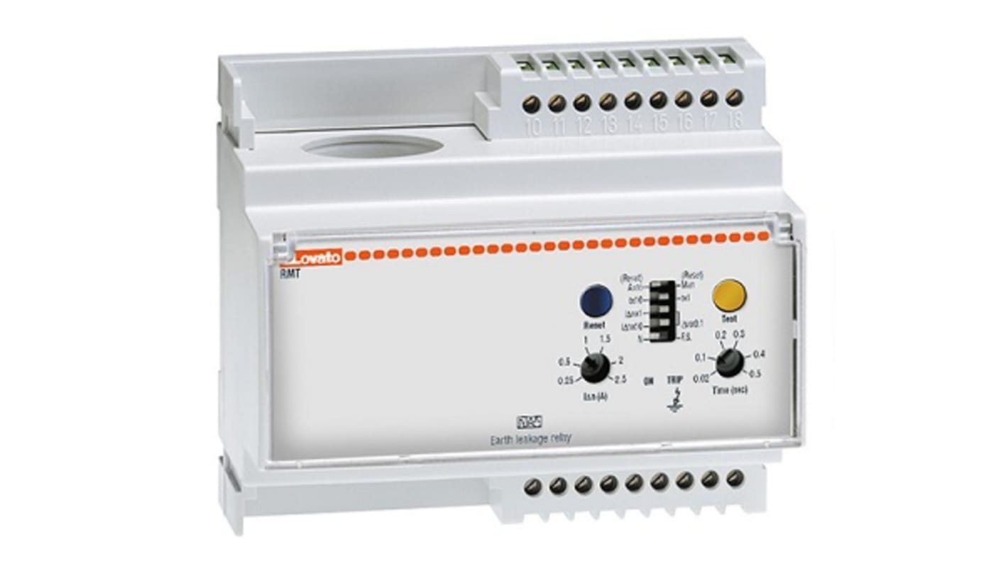 Relè di dispersione verso terra Lovato 31RMT415, montaggio a pannello, compatto 96 x 96 mm, grado di protezione IP20.