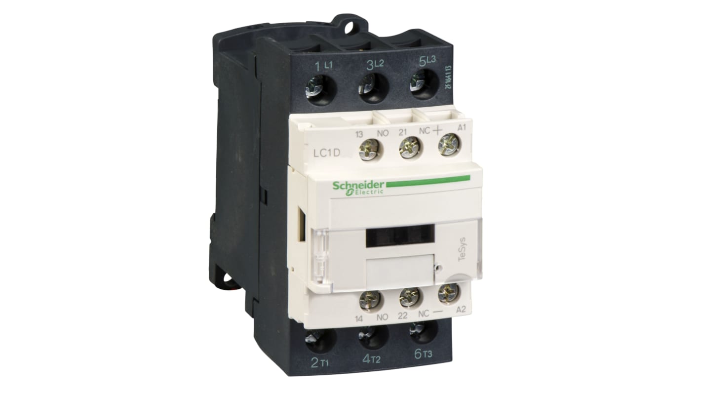 Contattore Schneider Electric LC1D25FD, 3 poli 3NO, 25 A, 110 V c.c., IP20, per applicazioni industriali.