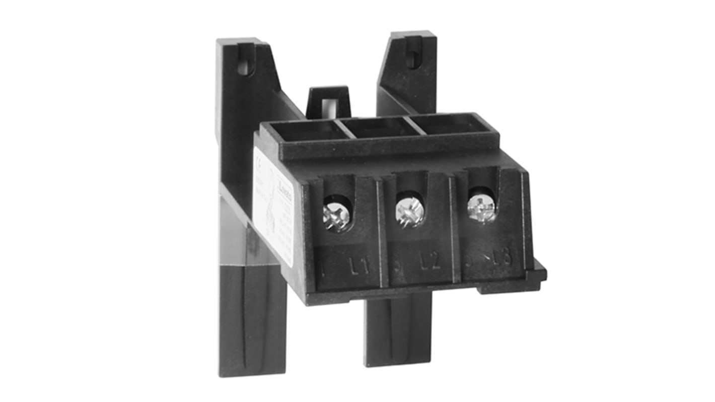 Supporto di montaggio Lovato 11G270 per relè RF82 e RF110, fissaggio a vite, coppia di serraggio 3,9 Nm.