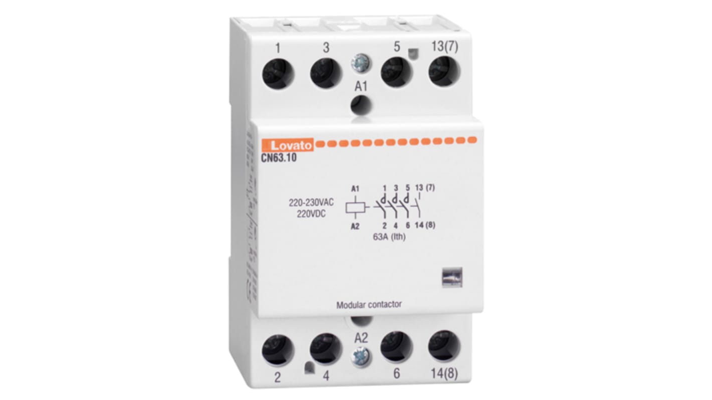 Contattore Lovato CN6301024, 4 poli, 63 A, 15 kW, 24 V c.a., progettato per applicazioni industriali.