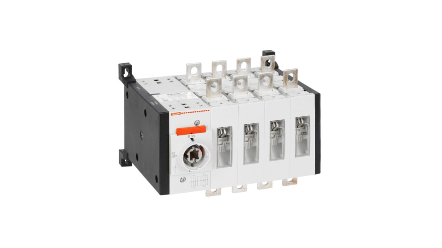Interruttore commutazione 4 poli Lovato GLC0160T4C1, corrente 160A, tensione 1000V, montaggio a vite, corpo compatto.