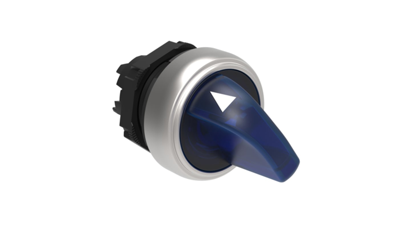 Selettore Lovato LPCSL1206, 2 posizioni, diametro 22mm, blu, plastica cromata, illuminato, grado di protezione IP66/IP67/IP69K.