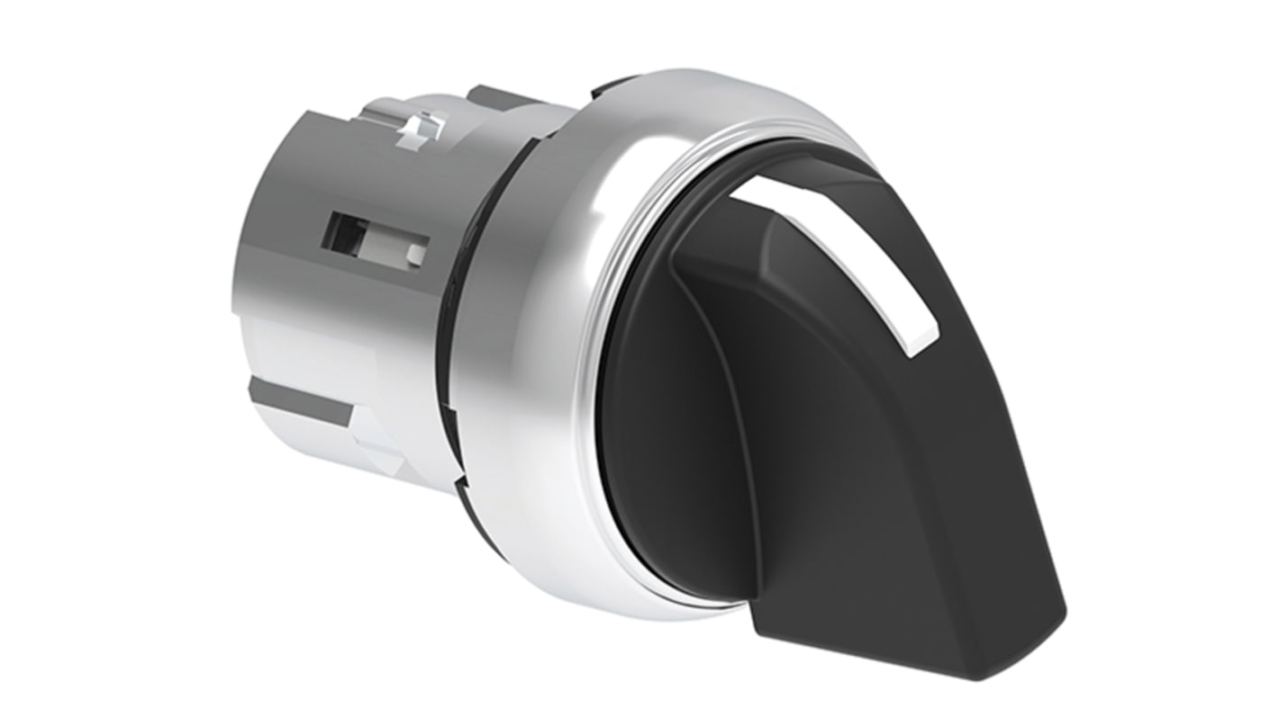 Selettore Lovato LPSS120 a 2 posizioni, attuatore in metallo nero, diametro foro 22mm, grado di protezione IP66/IP67/IP69K.