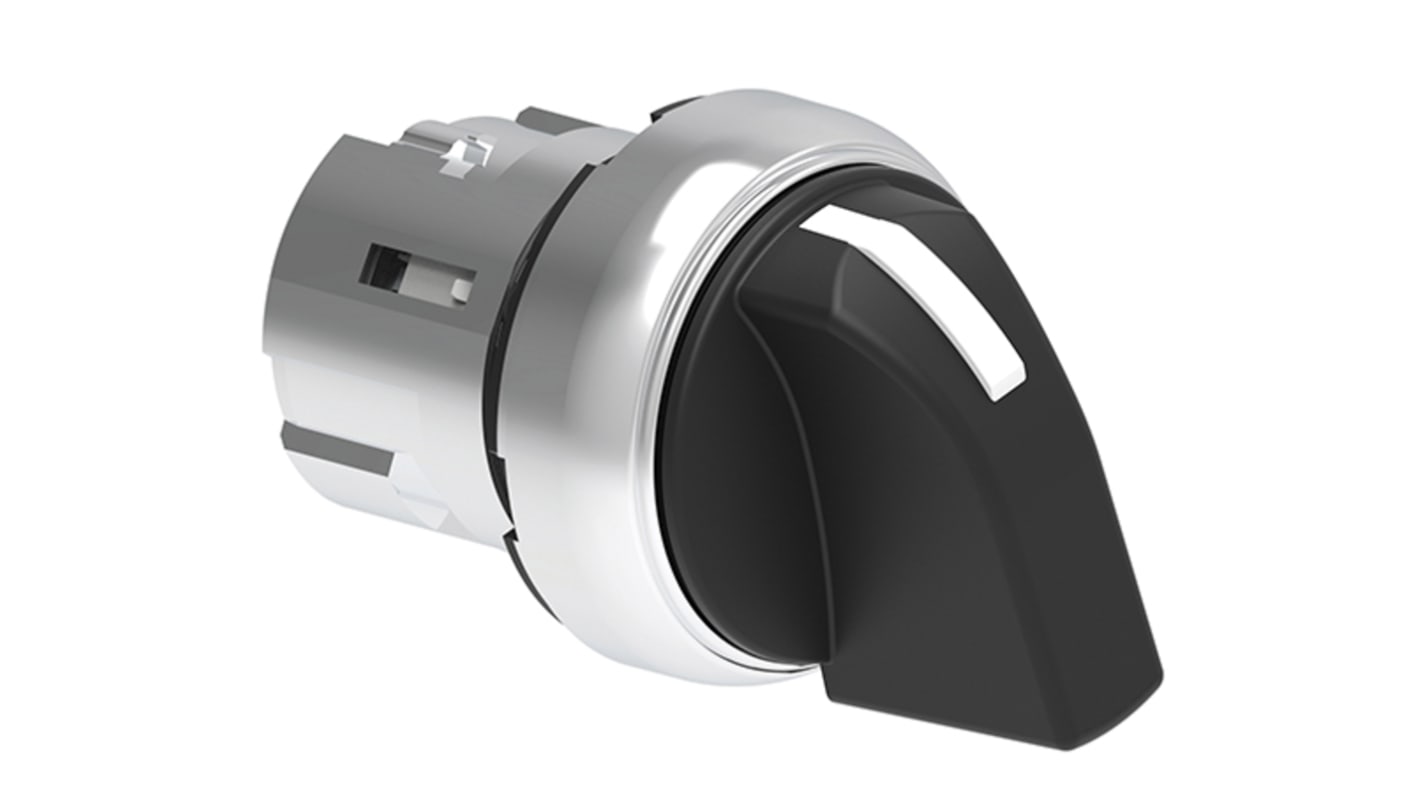 Selettore a 3 posizioni Lovato LPSS130, diametro foro 22mm, in metallo nero, grado di protezione IP66/IP67/IP69K.