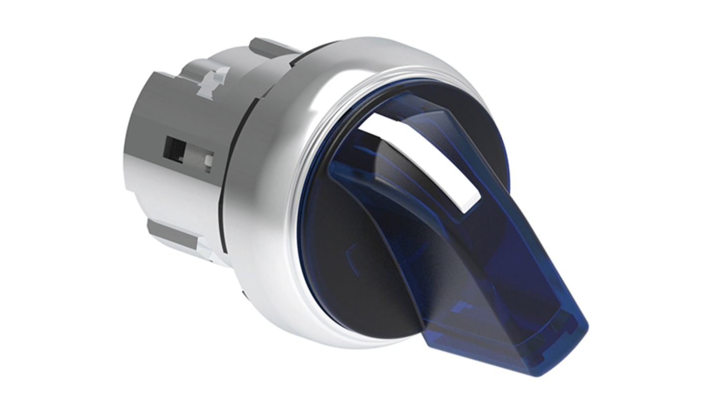 Selettore Lovato LPSSL1306 a 3 posizioni, diametro foro 29.5mm, blu, in alluminio e lega di zinco, grado di protezione IP66/IP67/IP69K.