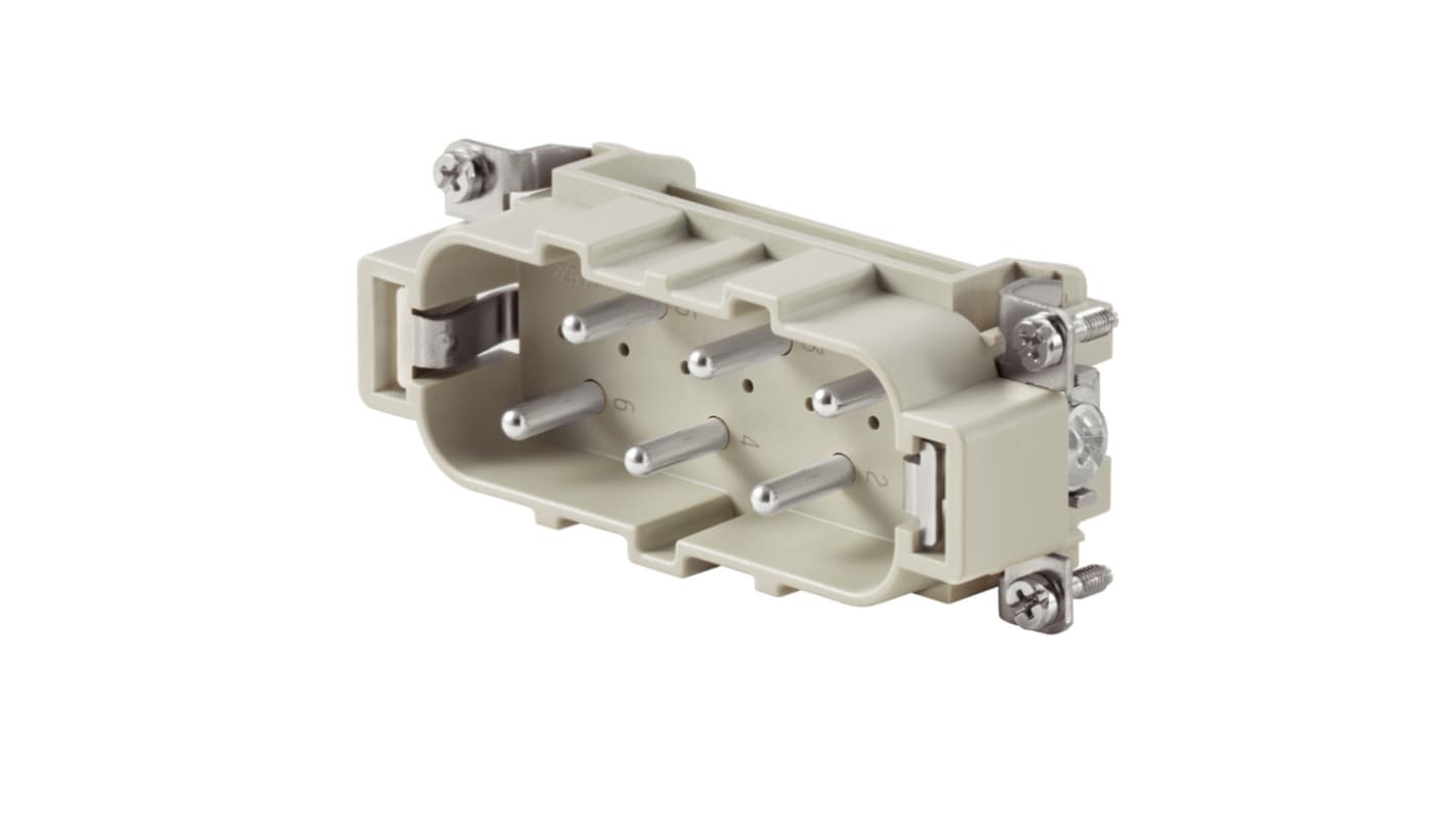 Weidmüller - 1498700000 Inserto connettore maschio HSB serie 35A 6 vie per connessioni industriali sigillate con collegamento a vite e protezione del filo.