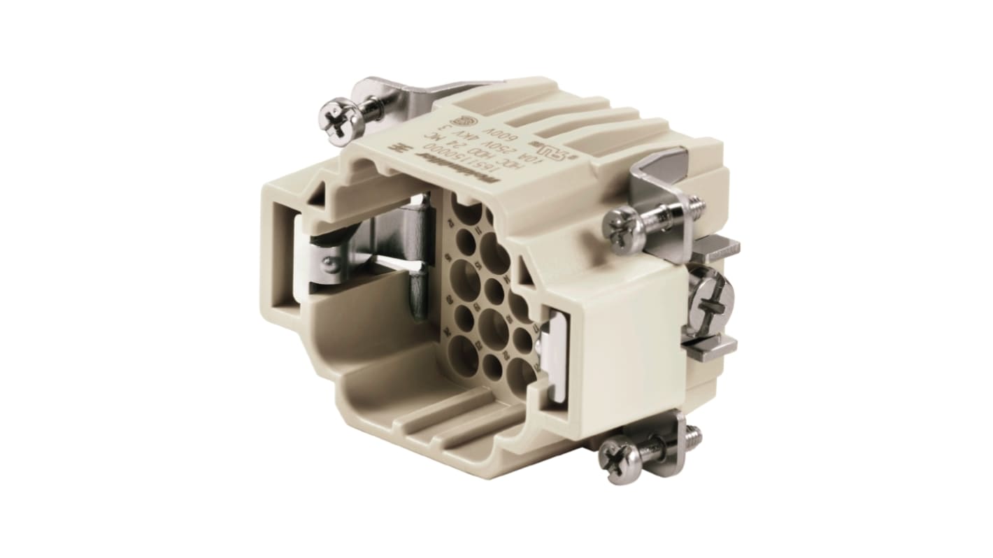 Weidmüller 1651150000: Inserto connettore industriale sigillato HDD maschio 10A, 24 poli. Contatti a crimpare per prestazioni superiori.