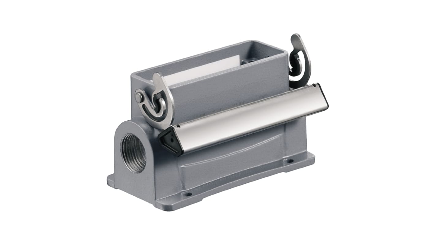 Contenitore per connettori industriali Weidmüller 1665070000, IP65, RAL 7035, PG16, in lega pressofusa con sigillatura multistrato.