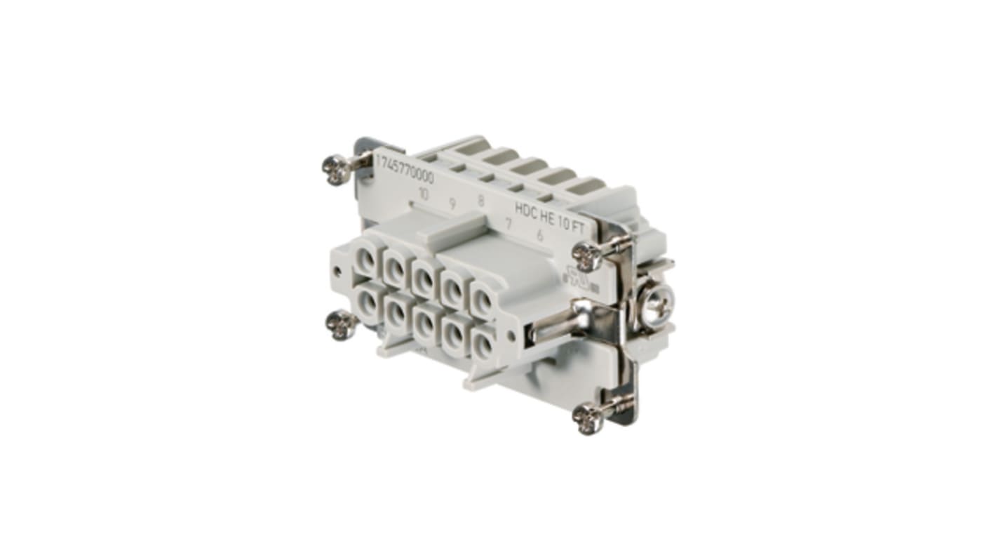 Weidmüller 1745770000: Inserto connettore femmina serie HE 16A 10 vie per applicazioni industriali. Sicuro, resistente alle vibrazioni, senza manutenzione.