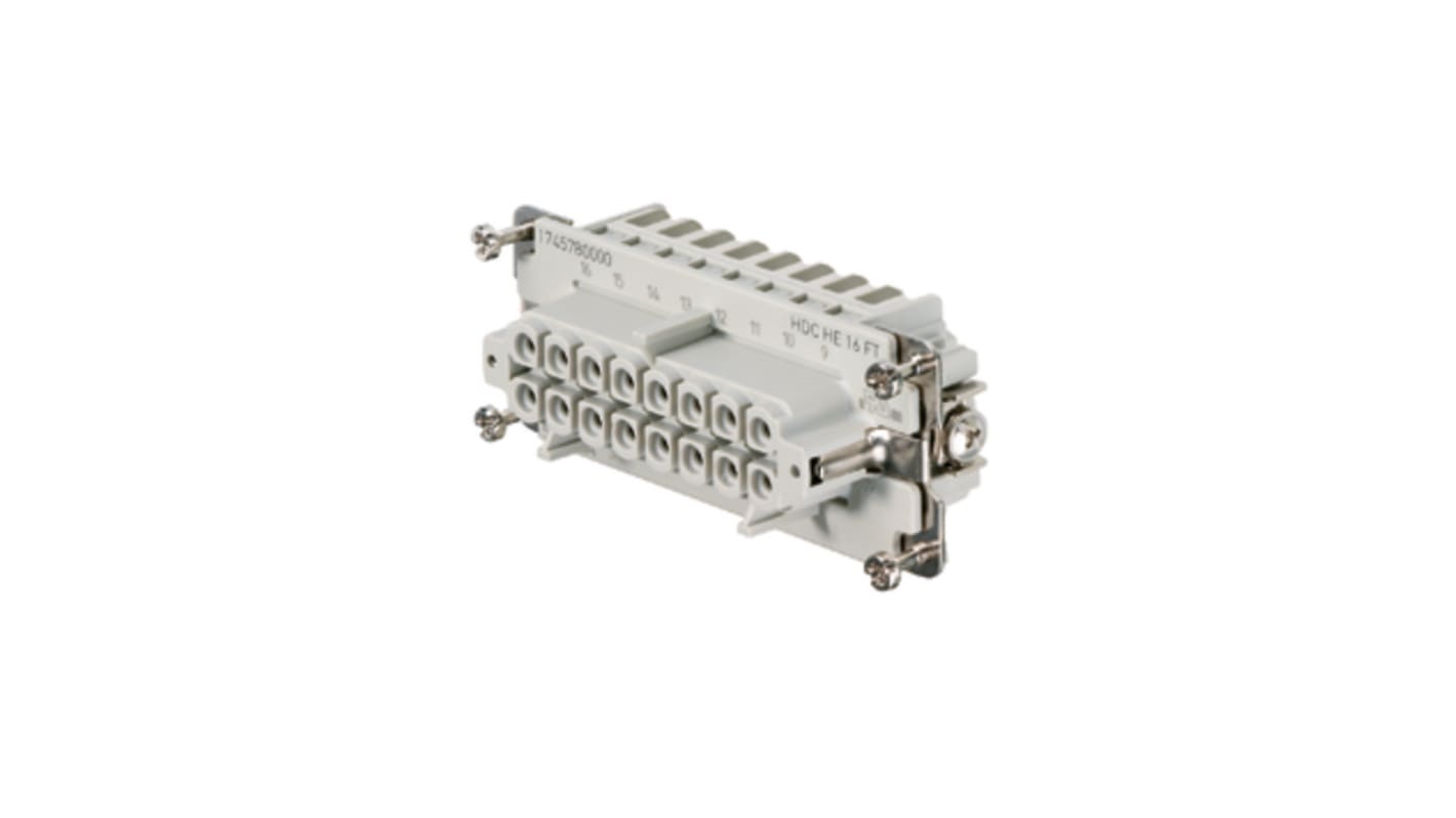Weidmüller 1745780000 Inserto connettore femmina HE 16A 16 vie per applicazioni industriali, sicuro e resistente alle vibrazioni.