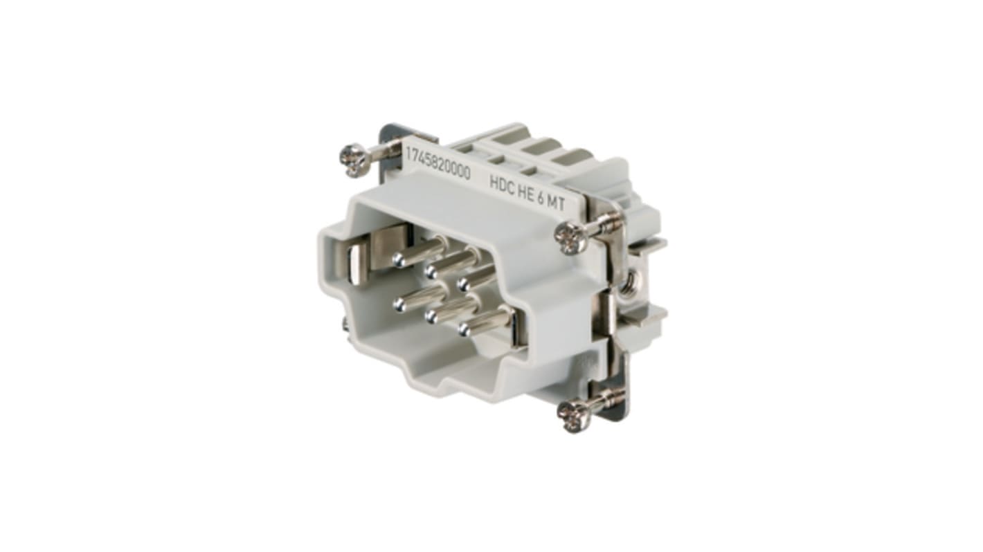 Weidmüller 1745820000 Inserto connettore maschio serie HE 24A 5 poli 16A per collegamenti industriali sicuri e resistenti alle vibrazioni.