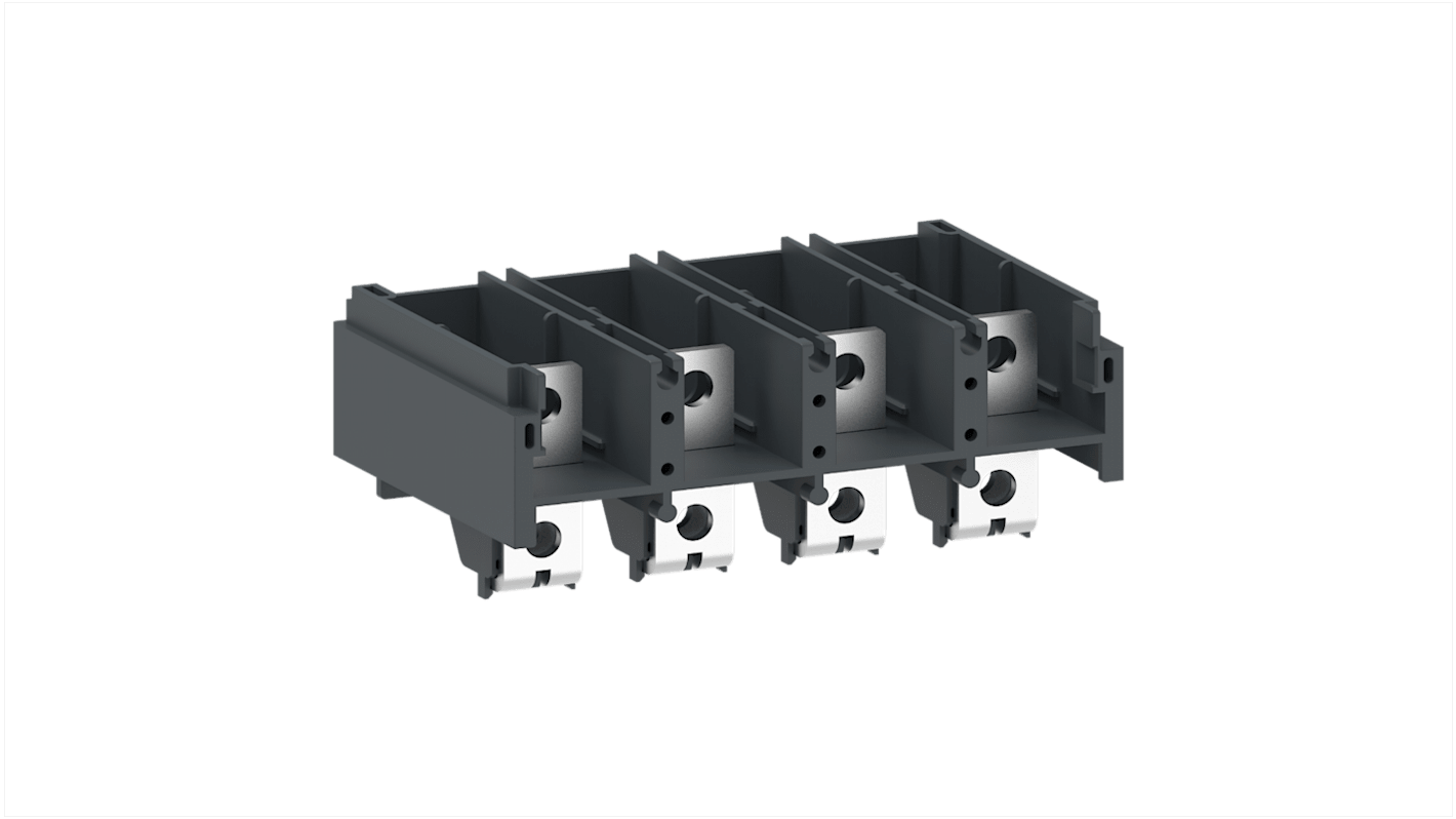 Terminale Schneider Electric LA9G4101 per contattori a 4 poli, grado di protezione IP20, set di 2 unità per rapida reinstallazione.
