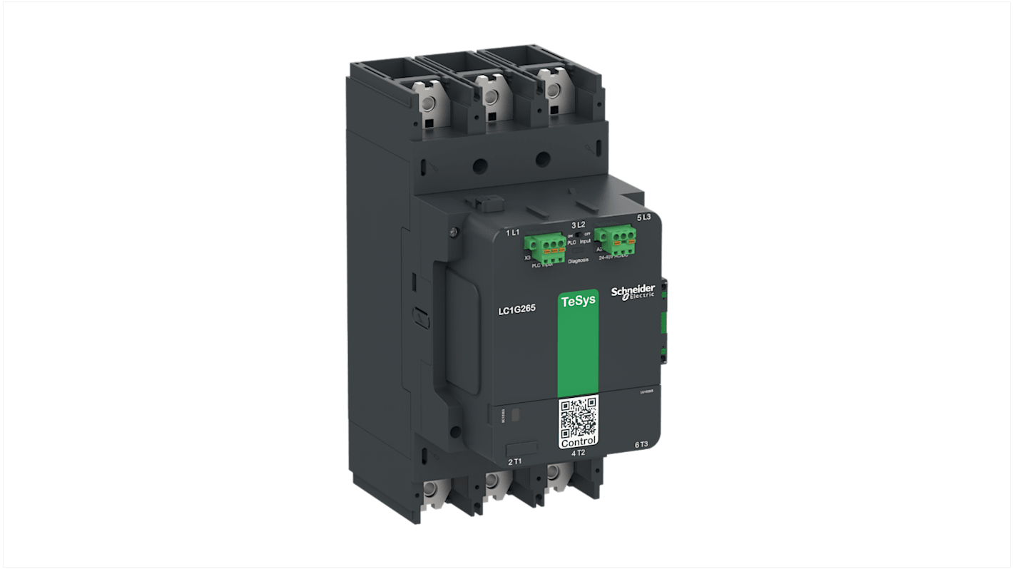 Contattore Schneider Electric LC1G400LSEA per controllo motori, 3 poli, 550 A, tensione bobina 200-500 V, grado di protezione IP2X.