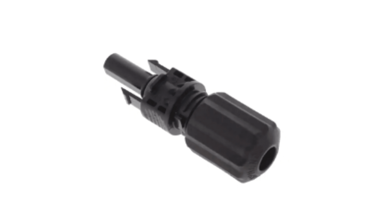 Connettore solare femmina Amphenol Industrial H4SFC0DM per montaggio a pannello, con bloccaggio a scatto e resistenza ai raggi UV.