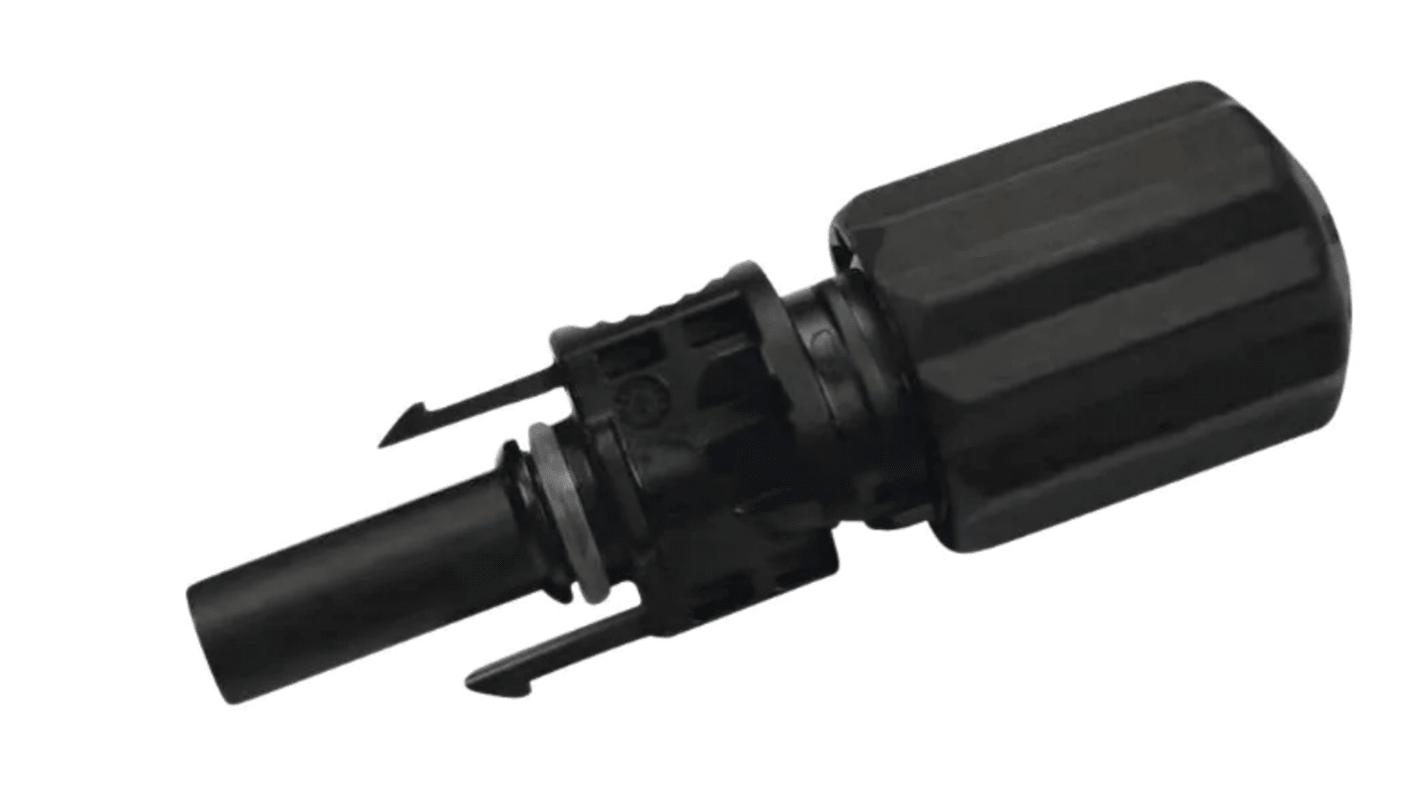 Connettore solare femmina Amphenol Industrial H4SFC4DM per montaggio a pannello, con bloccaggio a scatto e resistenza ai raggi UV.