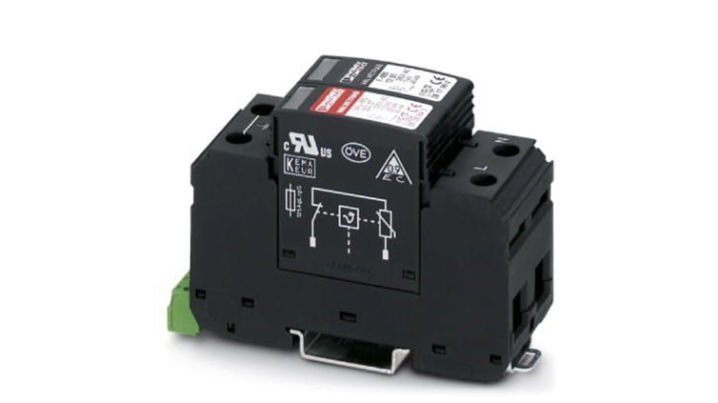 Phoenix Contact Scaricatore di sovratensione monofase VALVETRAB, 40kA, 1,5kV, montaggio su guida DIN, contatto ottico per indicazione remota.