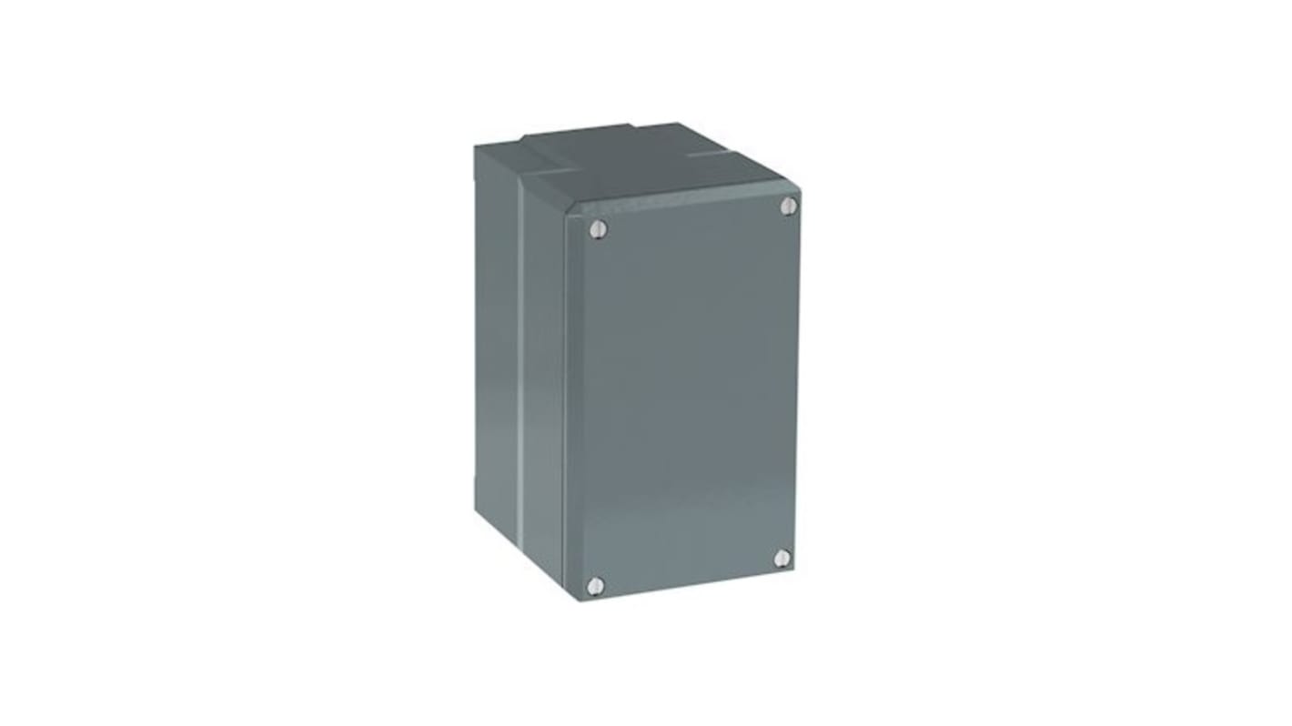 Scatola per pulsante ABB in alluminio grigio, dimensioni 87 x 87 x 75 mm, grado di protezione IP66, per 1 foro.