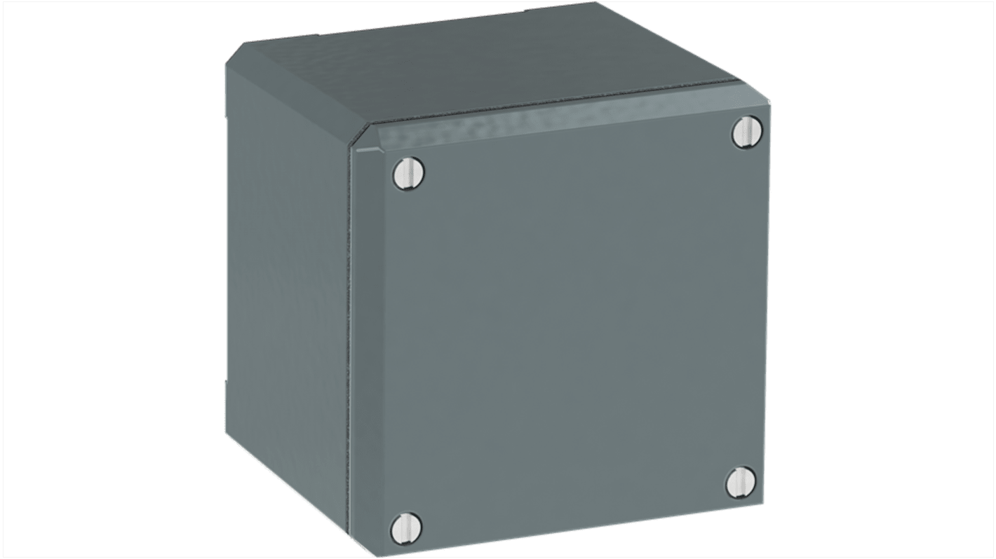 Scatola per pulsante ABB in alluminio grigio, dimensioni 87 x 87 x 75 mm, grado di protezione IP66, per un foro.