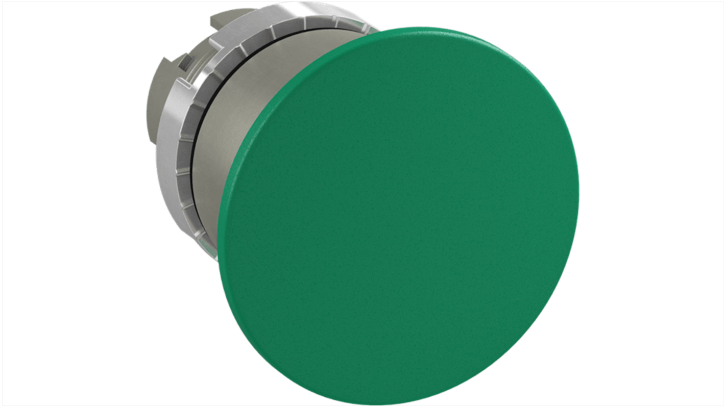 Pulsante a fungo instabile ABB 1SFA184042R9002, diametro 40 mm, verde, attuazione momentanea, grado di protezione IP66.