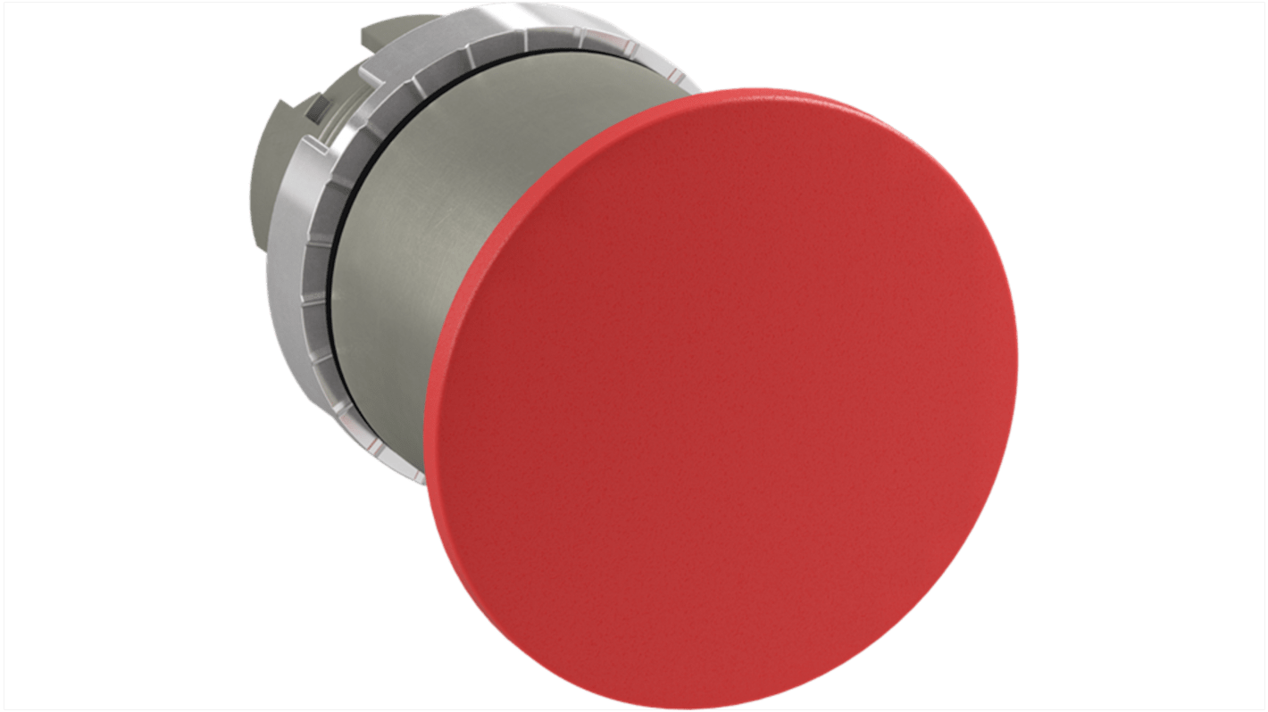 Pulsante a fungo rosso ABB 1SFA184061R9001, attuatore 40 mm, funzione mantenuta, grado di protezione IP66.