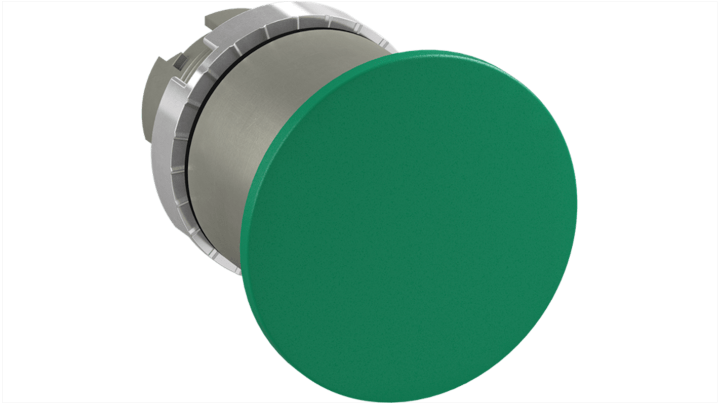 Pulsante a fungo ABB 1SFA184062R9002, diametro 40 mm, verde, attuazione a rilascio a trazione, grado di protezione IP66.