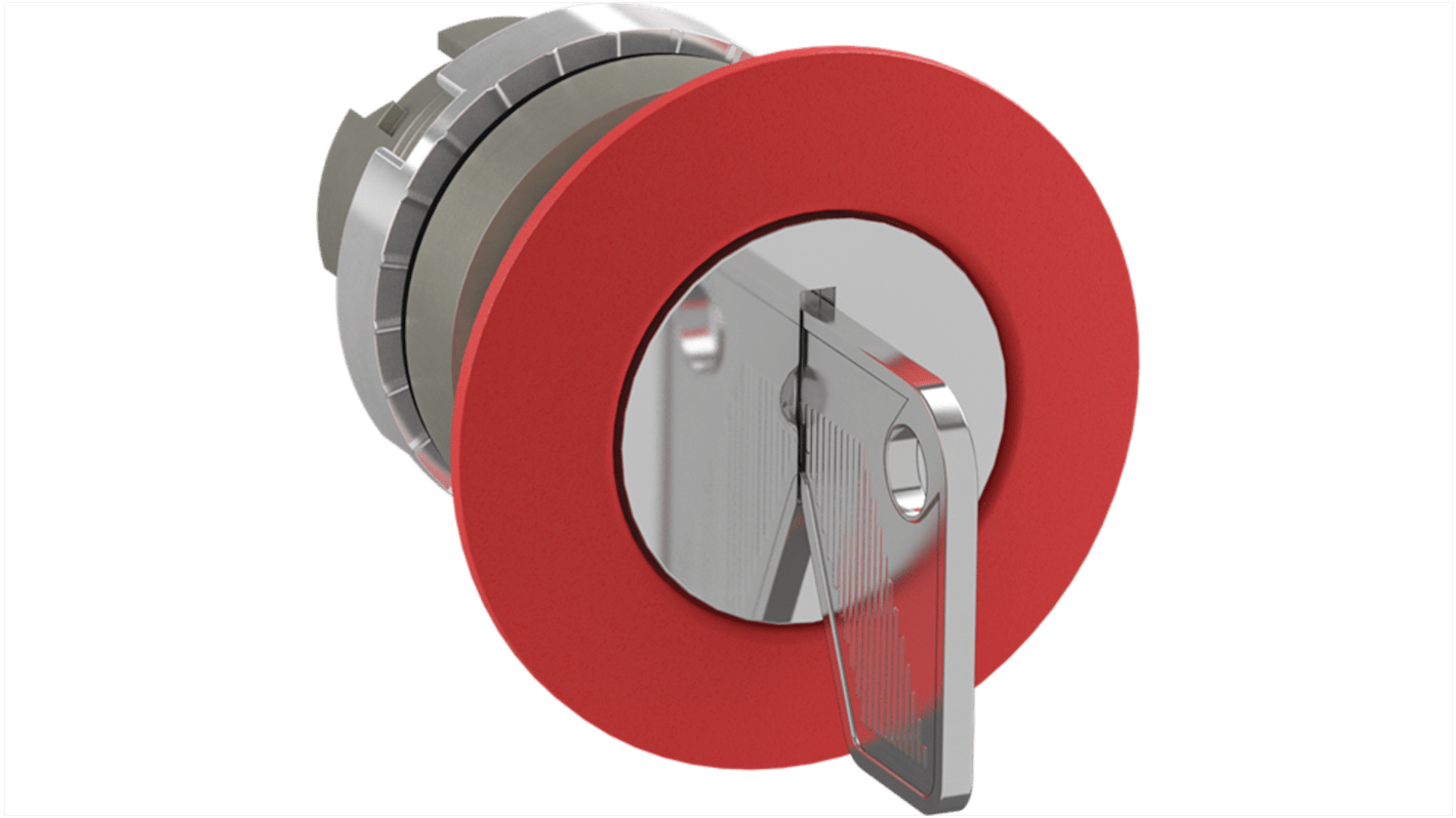 Pulsante a fungo rosso ABB 1SFA184073R9001, diametro foro 40 mm, attuazione mantenuta, grado di protezione IP66.