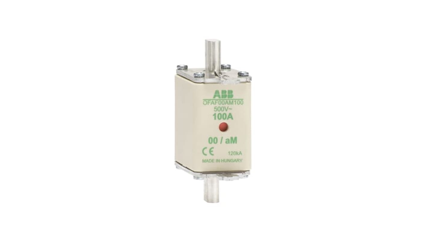 Fusibile ABB aM HRC 125A, dimensioni 79 x 30 x 60mm, tensione nominale 500V, progettato per protezione in ambienti industriali.