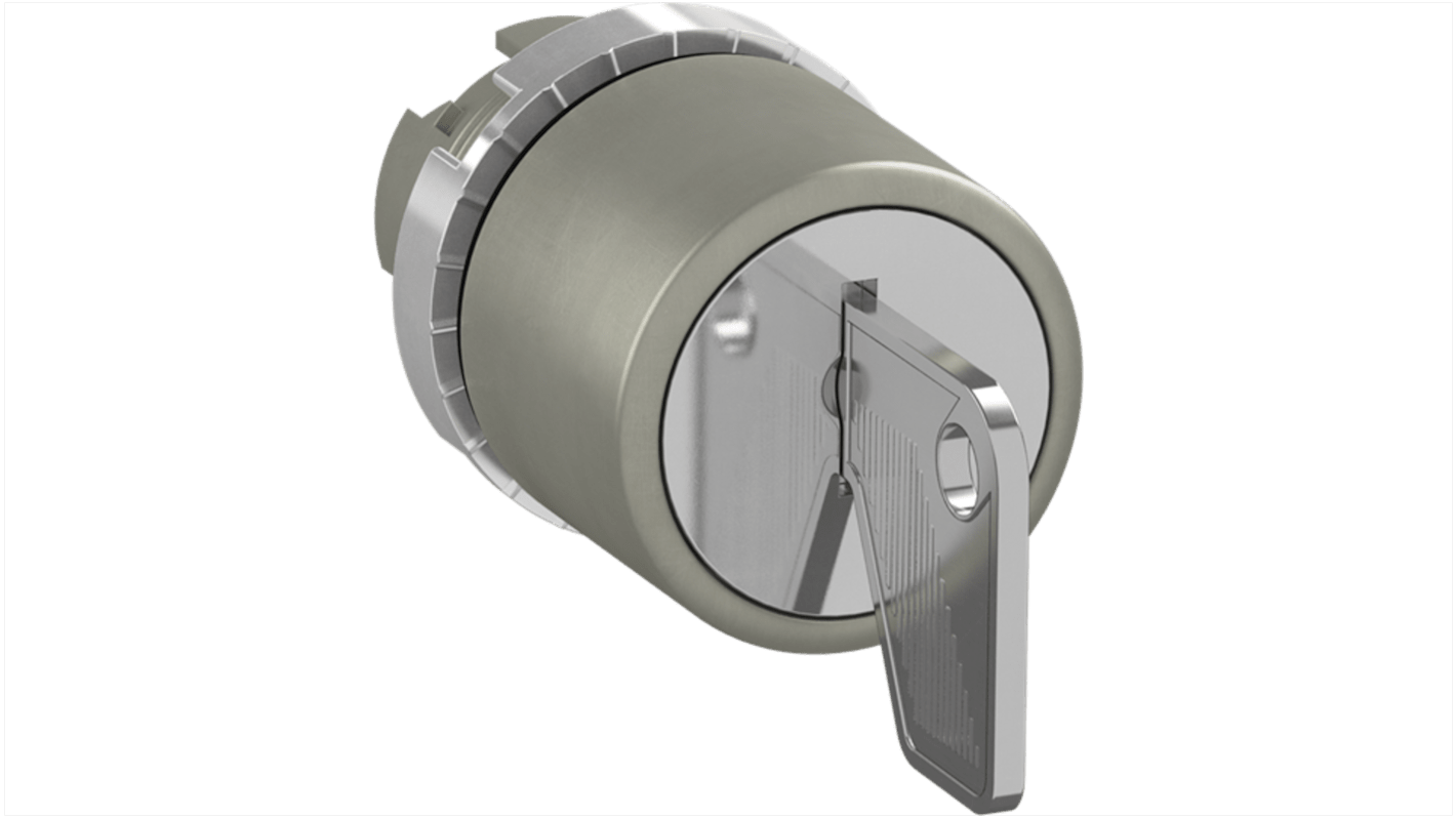 Pulsante a fungo mantenuto ABB 1SFA1, nero/metallo, rotondo con chiave, grado di protezione IP66. Codice 1SFA184438R9006.