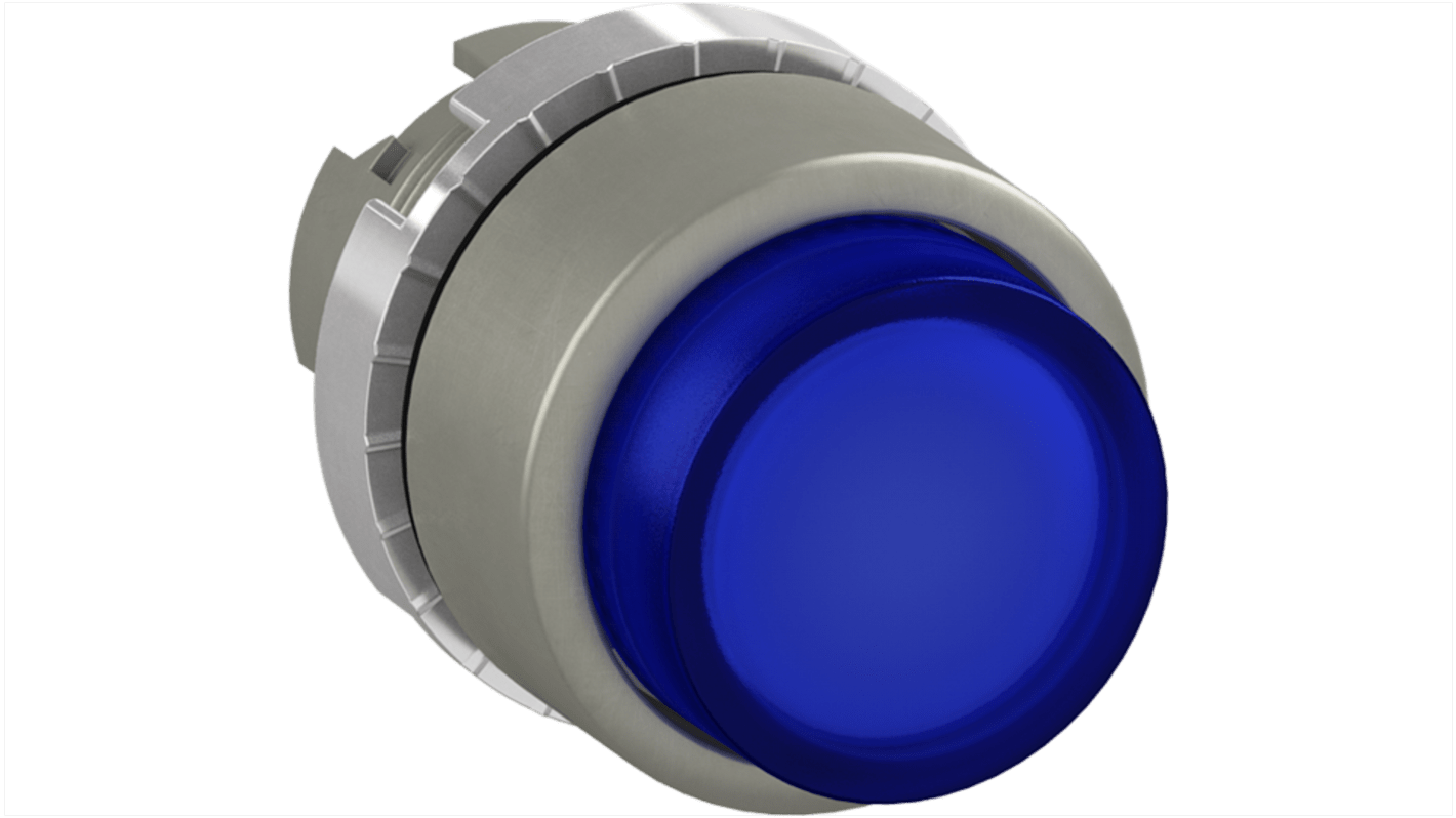 Pulsante instabile ABB 1SFA1, attuatore blu rotondo, grado di protezione IP66, progettato per applicazioni industriali.