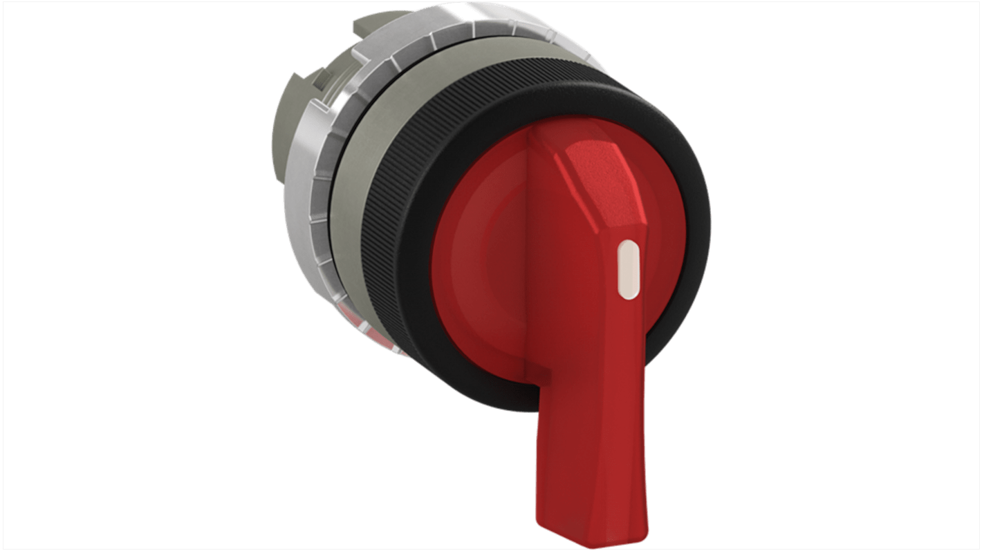 Pulsante a fungo rosso ABB 1SFA184641R9101, mantenuto, con impugnatura lunga e grado di protezione IP66.