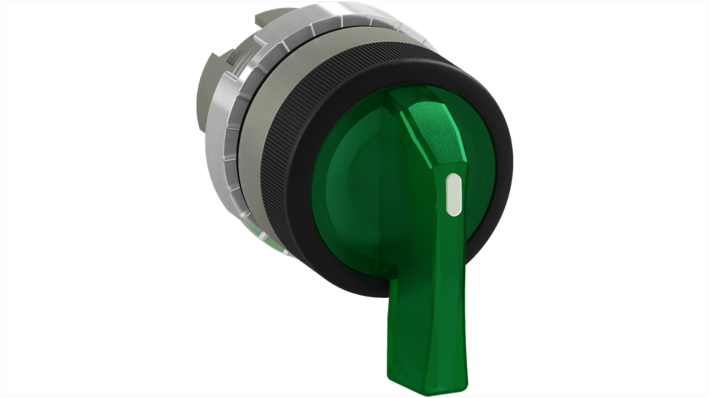 Pulsante instabile ABB 1SFA1, verde, rotondo, con impugnatura lunga e grado di protezione IP66.