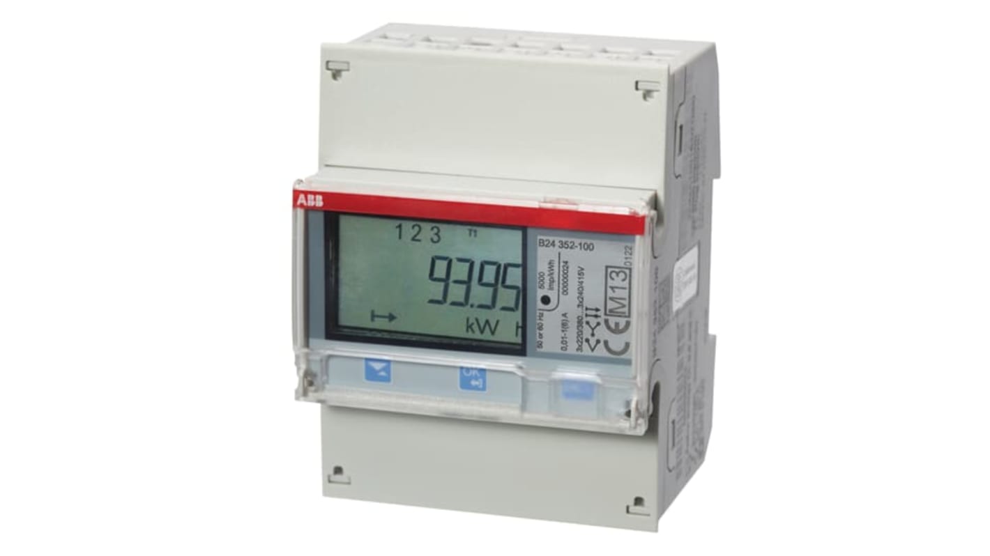Contatore di energia ABB 2CMA100183R1000, 3 fasi, LCD 7 cifre, montaggio DIN, comunicazione RS-485, 25 allarmi.
