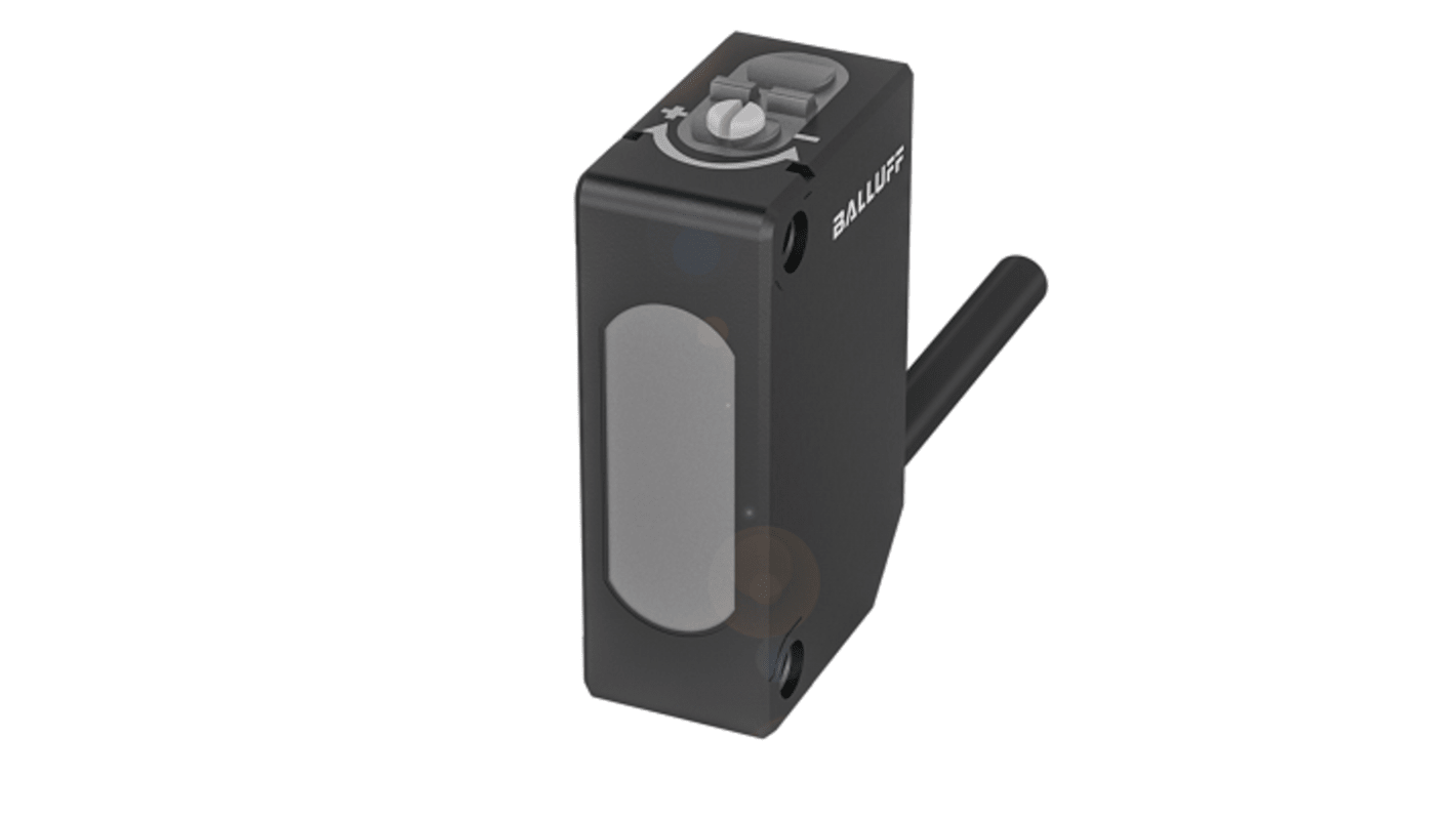 Sensore fotoelettrico BALLUFF BOS02AK, rettangolare a fascio passante, rilevamento fino a 1 m, dimensioni 10,7 x 43,5 x 19,5 mm.