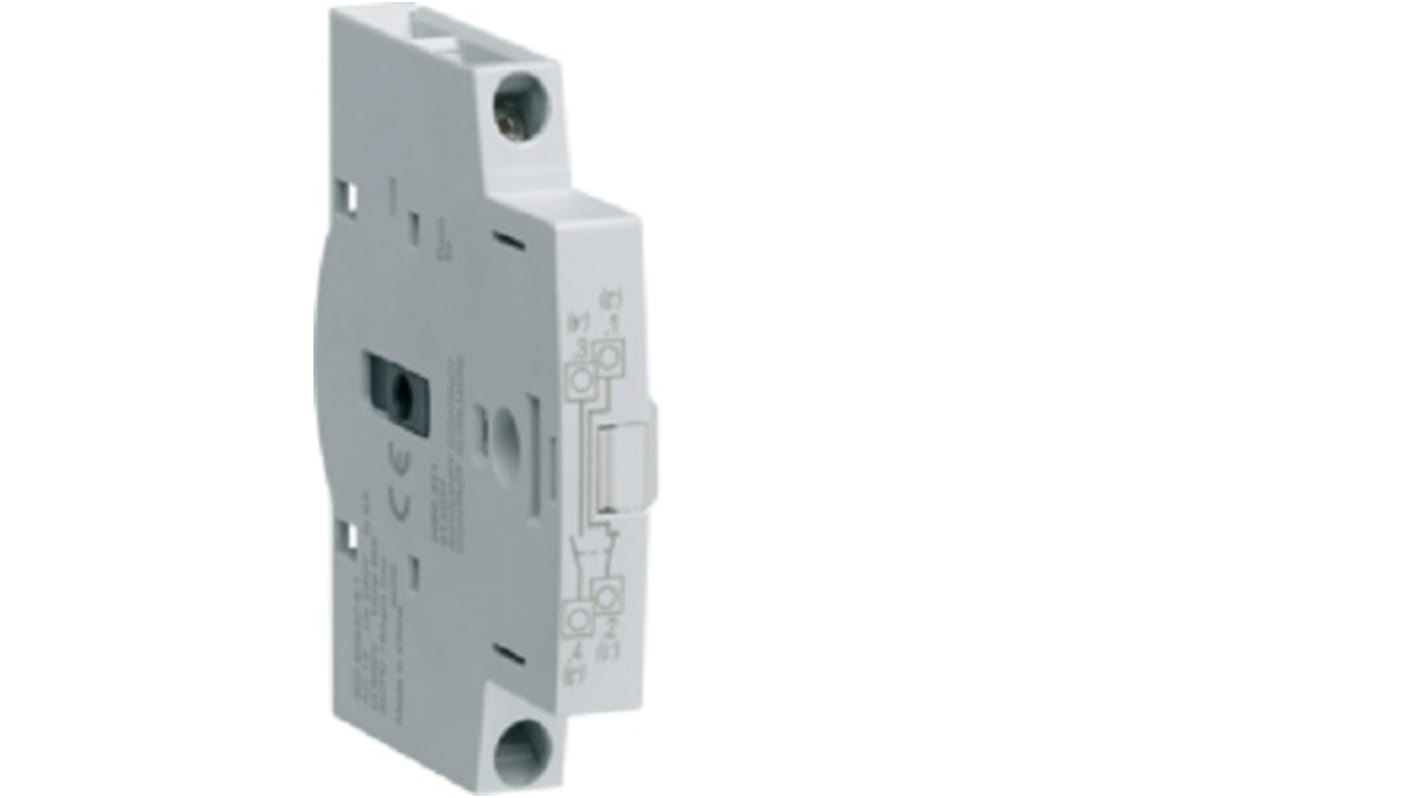 Hager HZC311, contatto ausiliario 1NA+1NC, montaggio laterale, corrente 20-160 A, temperatura -20 a 70 °C.