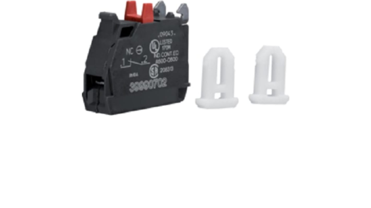 Contatto ausiliario Hager HZF302, 1NC, montaggio frontale, corrente nominale 10 A, serie HZF3, conforme WEEE.