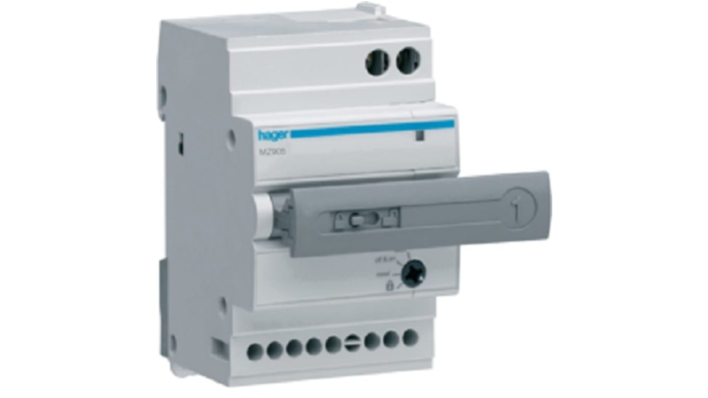 Hager MZ905, modulo contatti ausiliari 2NO per montaggio DIN, tensione 230 V CA, corrente 5 A, serie MZ9.