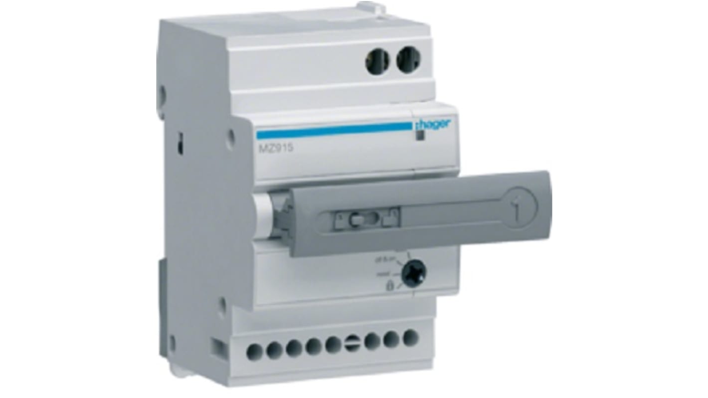 Hager MZ915, modulo contatti ausiliari 2NO, montaggio DIN, tensione 230 V CA, corrente 5 A, serie MZ9.