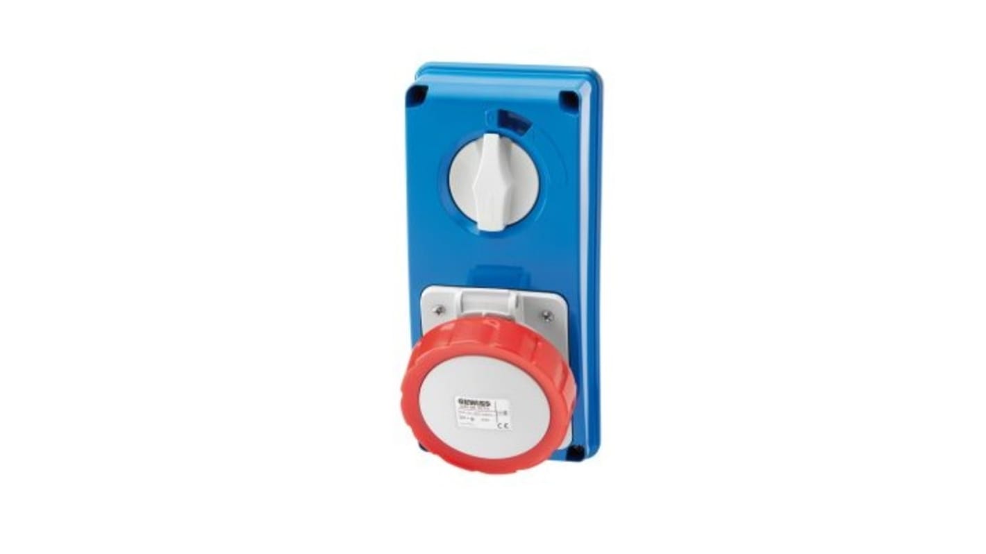Interblocco industriale Gewiss GW66309N Rosso IP67 femmina 3P+N+E IK08 - Conforme IEC 309, resistente e versatile per installazioni industriali.