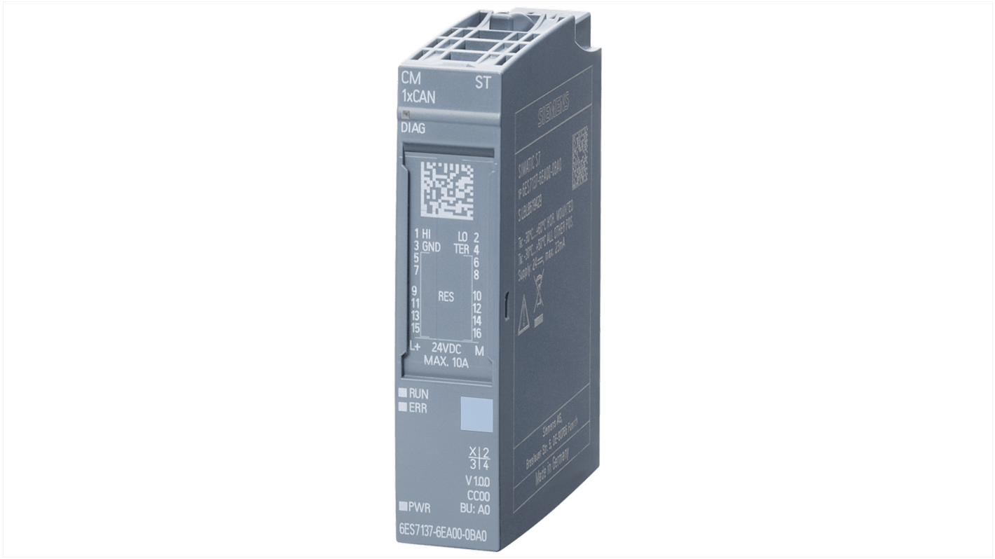 Modulo di comunicazione Siemens 6AG21376EA002BA0 per ET 200SP, dimensioni 73 x 15 x 58 mm, isolamento 750 V c.c.