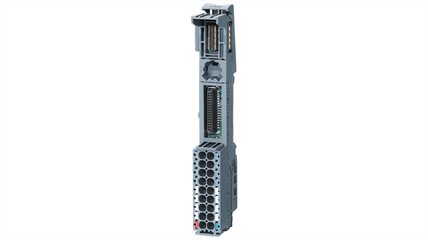 Unità base Siemens 6AG21936BP004BA0 per ET 200SP, dimensioni 117 x 15 x 35 mm, con interruttore automatico miniaturizzato.